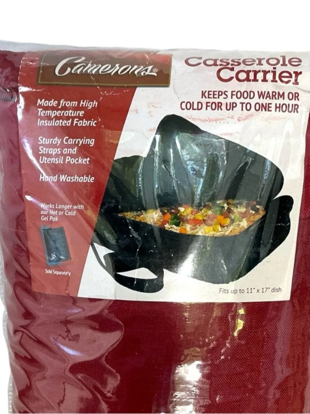 Casserole Carrier Tote High Temp Insulated Fabric Holds up to 11” x 17” Dish